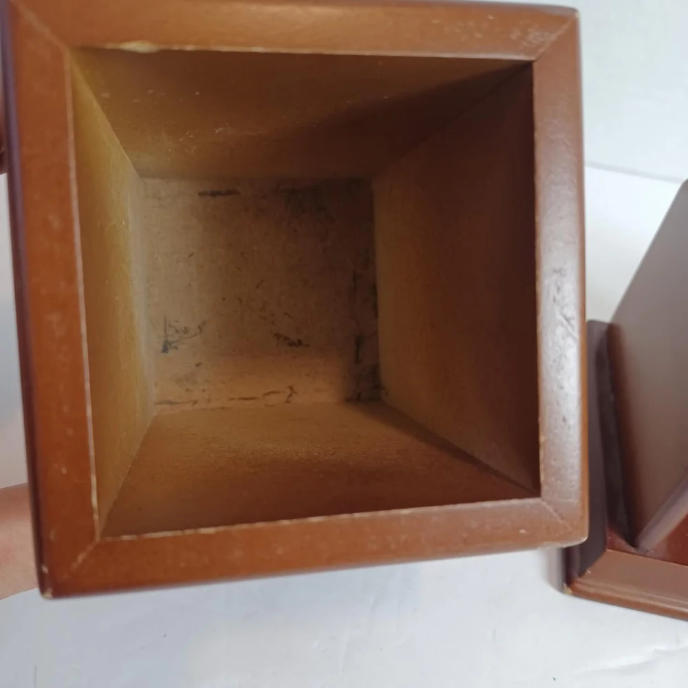 Vtg Desktop‎ Wood and Pewter Mail Organizer And Pen Holder Golf Theme Gift Set